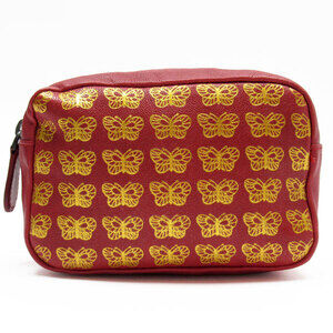 BOTTEGA Veneta Butterfly Leather Multi Case Pouch Red Gold